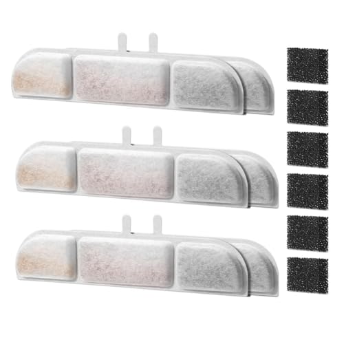 Fuhjythy 6er-Pack Filter- und Schwamm-Set für 84 Unzen Kabellosen Haustier-Trinkbrunnen, Katzen- und Hundetrinkbrunnen-Filter von Fuhjythy