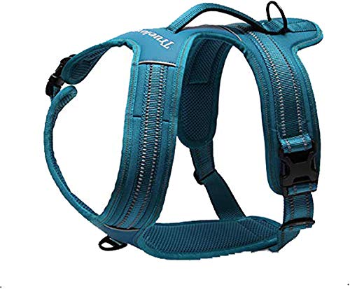 Truelove TLH5551 verhindert Zerren Hundegeschirr mit Griff Weich Gepolstert Pet Hundegeschirr Weste, reflektierendes Material(L, Blau) von True Love