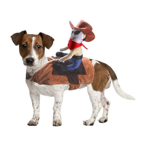 Fukamou Cowboy-Reiter-Hundekostüm, Lustige Halloween-Hunde-Cowboy-Kostüme, Haustier Kostüm Zubehör Für Foto-Requisiten, Festivalparade, Halloween-Party, Halloween-Reise von Fukamou
