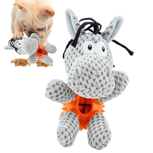 Fukamou Esel Stofftier Hundespielzeug,Quietschendes Plüsch-Hundespielzeug - Kau-Beißspielzeug,Quietschendes Spielzeug für Hunde, auslaufendes Futterspielzeug, interaktives Hundespielzeug, von Fukamou