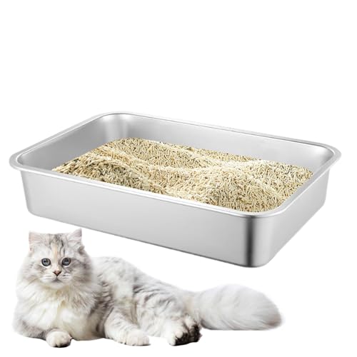 Fukamou Extra Große Katzentoilette, Katzentoiletten | Katzentoilette Katzentoilette - Große Katzentoilette Aus Edelstahl, Spritzwassergeschützte -Katzentoiletten, Antihaftbeschichtet, Für Große Und Fukamou Extra Große Katzentoilette, Katzentoiletten | Katzentoilette Katzentoilette - Große Katzentoilette Aus Edelstahl, Spritzwassergeschützte -Katzentoiletten, Antihaftbeschichtet, Für Große Und von Fukamou