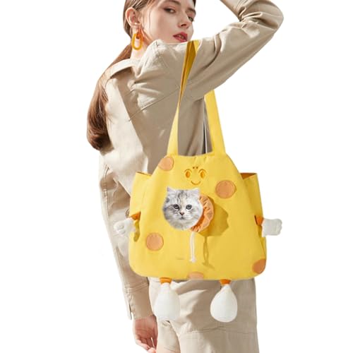 Fukamou Katzentragetasche, Katzentrage,Haustier-Schultertragetasche, Haustier-Umhängetasche Aus Segeltuch, Niedliche Kleine Hundetrage, Tragbare Haustier-Tragetasche Für Kleine Hunde Und Katzen, von Fukamou