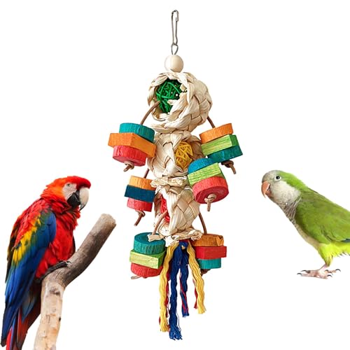 Fukamou Papageien-Kauspielzeug, Kleines Papageienspielzeug - Buntes Nymphensittichspielzeug aus Naturholz zum Kauen - Multifunktionales dekoratives hängendes Conure-Zubehör für Sittiche, Sardellen, von Fukamou