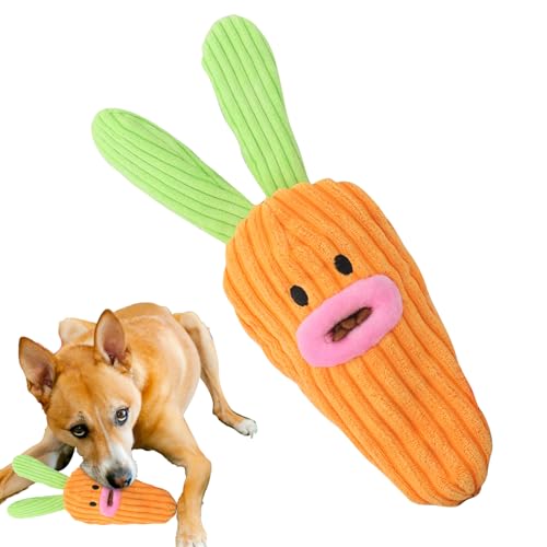 Fukamou Plüsch-Karotten-Hundespielzeug, Karotten-Hundespielzeug-Leckerli-Spender, Leckerli-Spender-Hundespielzeug, Kreatives, entzückendes, verschleißfestes Karotten-Leckerli-Spielzeug mit Sound für von Fukamou
