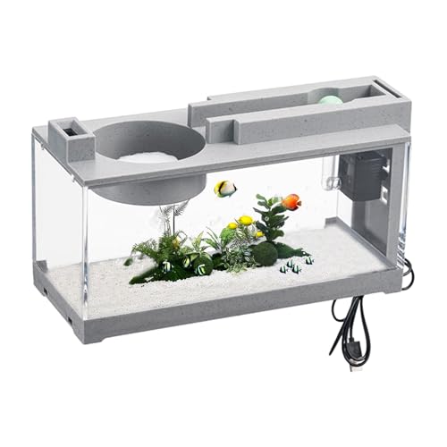 Mini-Aquarium, Beta-Aquarium, Dekoratives, Ruhiges, Kleines Aquarium Im Retro-Stil Mit Luftpumpe Für Betta-Fische, Garnelen, Goldfische, Schildkröten, Reptilien, Garnelen von Fukamou