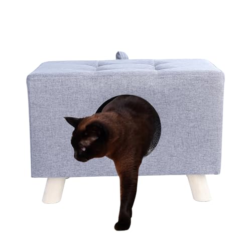 Fukursul Hundehütte aus Holz mit Bezug aus Leinen und Baumwolle – robustes Würfelbett für Katzen, erhöht durch massive Füße, ideal für bis zu 9 kg, multifunktional, für den Hausgebrauch 1 Fukursul Hundehütte aus Holz mit Bezug aus Leinen und Baumwolle – robustes Würfelbett für Katzen, erhöht durch massive Füße, ideal für bis zu 9 kg, multifunktional, für den Hausgebrauch 1 von Fukursul