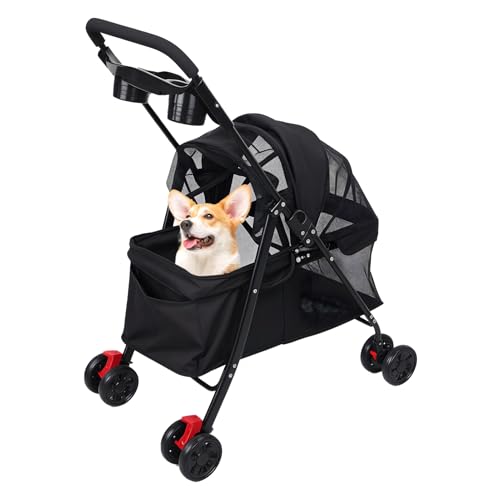 Fukursul Tragbarer 4 -Rad -Hunde- und Katzen -Kinderwagen mit Tassenhalter, einfaches Faltendesign für Outdoor -Abenteuer - Sichtbares Fenster sorgt die Sicherheit den Komfort von Haustieren mittelg Fukursul Tragbarer 4 -Rad -Hunde- und Katzen -Kinderwagen mit Tassenhalter, einfaches Faltendesign für Outdoor -Abenteuer - Sichtbares Fenster sorgt die Sicherheit den Komfort von Haustieren mittelg von Fukursul