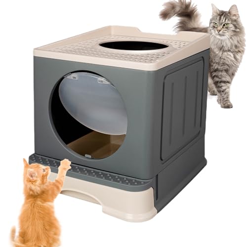 Faltbare Katzentoilette | Katzentoilette mit Zugang von Oben - Katzentöpfchen für kleine Haustiere und Katzen Aller Größen von Fulenyi