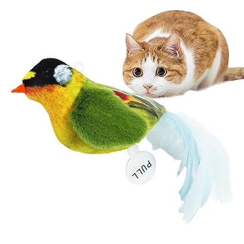 Fulenyi Geräuscherzeugendes Katzenspielzeug | DIY Katzenstab Spielzeug Katzenbaum Katzenturm Spielzeug mit Katzenminze | Quietschendes Vogel-Form-Federschwanz-Geräusch, interaktives Federspielzeug von Fulenyi
