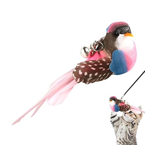 Fulenyi Interaktives Vogelspielzeug für Katzen - Vogel-Katzenspielzeug mit Glöckchen und Feder - Kätzchen-Kaustäbchen, Kicker-Spielzeug, handgefertigter interaktiver Vogel-Teaser für das von Fulenyi