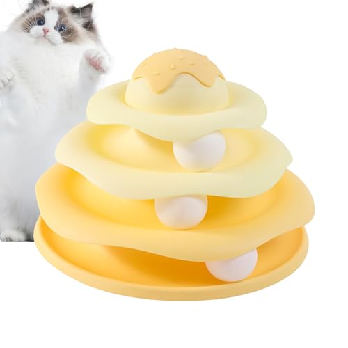 Fulenyi Katzenspielzeug, Katzenturmbälle - Drehbare Katzenspielzeugbälle mit Eiscremeform - Lustige und anregende Katzenspielzeugbälle mit 3 Etagen für Bewegung und Training von Fulenyi