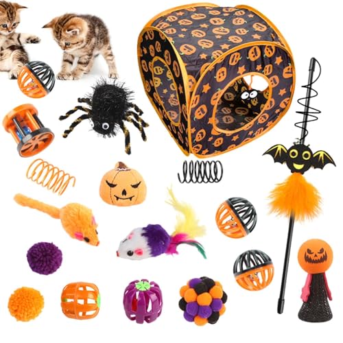 Katzenspielzeug-Set für Kätzchen, Spielzeug mit Katzenminze und Kürbiskübel für Halloween, interaktives Spielzeug für Kätzchen, Versteckspielzeug und Katzenspielzeug-Set für Kätzchen, Spielzeug mit Katzenminze und Kürbiskübel für Halloween, interaktives Spielzeug für Kätzchen, Versteckspielzeug und von Fulenyi