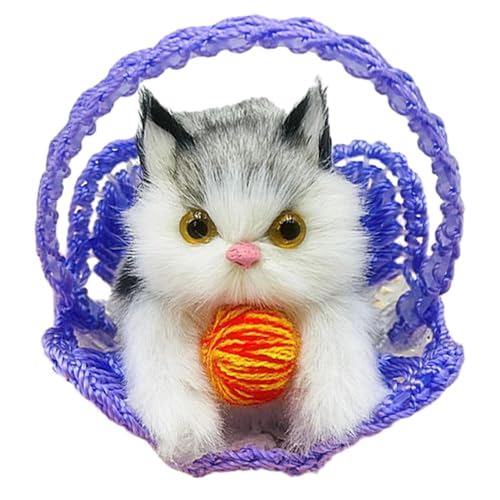 Katzenspielzeug im Korb, Spielzeugpuppe für Kätzchen, schöne Simulationskatze, realistisches Plüschtier aus Flauschiger Katze, Kätzchen im gewebten Korb, schlafende Katze im Korb Katzenspielzeug im Korb, Spielzeugpuppe für Kätzchen, schöne Simulationskatze, realistisches Plüschtier aus Flauschiger Katze, Kätzchen im gewebten Korb, schlafende Katze im Korb von Fulenyi