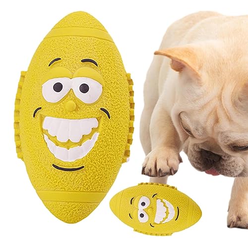 Fulenyi Quietschball Hundespielzeug | Weiches Hundespielzeug aus Gummi mit lustigem Gesichtsdesign,Strapazierfähige, weiche Gummi-Apportierbälle für interaktiven Kauspaß, Sportbälle für kleine von Fulenyi