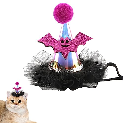 Halloween-Hut für Haustiere | Bandana-Hut für Haustiere – Anziehhut mit Kürbis Fledermaus Motiv für Hunde und Katzen, Tierkostü Fulenyi von Fulenyi