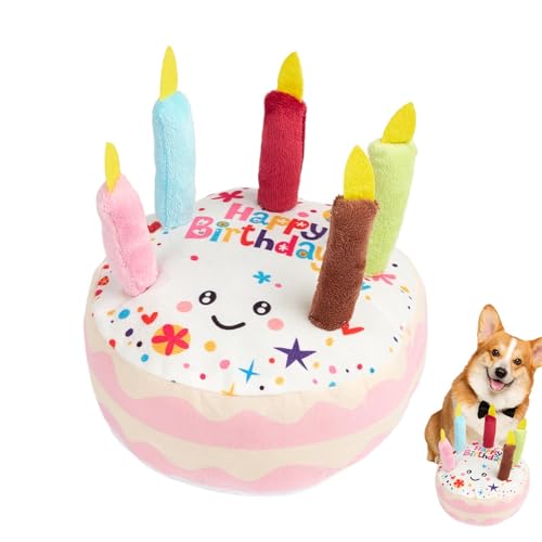 Haustier-Plüsch-Soundspielzeug, Hunde-Plüschspielzeug-Quietscher - Hunde-Beißspielzeug in Form Einer Geburtstagstorte - Hundeübungsspielzeug, Hundespielzeug, Haustierbedarf für kleine und mittelgroße von Fulenyi