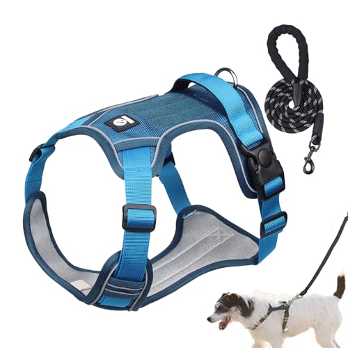 Hundegeschirr-Set, verstellbar, weich gepolsterte Hundeweste, weich gepolsterte Hundeweste, kein Ziehen, atmungsaktiv, reflektierende Weste für Camping, Spielen für mittelgroße und große Hunde Hundegeschirr-Set, verstellbar, weich gepolsterte Hundeweste, weich gepolsterte Hundeweste, kein Ziehen, atmungsaktiv, reflektierende Weste für Camping, Spielen für mittelgroße und große Hunde von Fulenyi