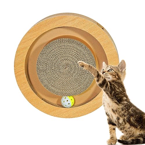 Katzenkratzer aus Pappe - Kratzunterlage mit Katzenminze-Glockenball,Spielbox aus Pappe, Katzenspielzeug in Mehreren Formen, lindert Langeweile und steigert die Interaktion von Fulenyi
