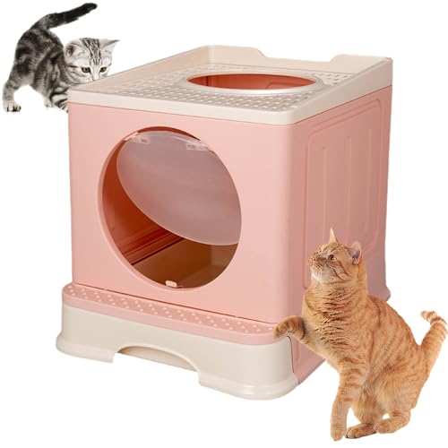 Katzentoilette,Geschlossene Katzentoilette Katzentoilette | Faltbare Katzentoilette, leicht zu reinigen, Katzentöpfchen für kleine, mittelgroße und große Katzen von Fulenyi