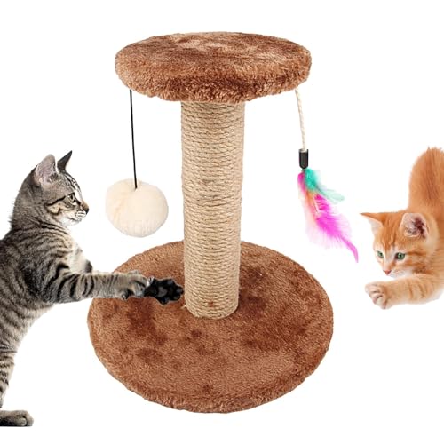 Katzenturm mit Kratzbaum, Kratzspielzeug-Baumturm mit Flauschigen Bällen und Federn, Kratzfeste Kratzbäume aus Sisal für Kätzchen und Katzen von Fulenyi