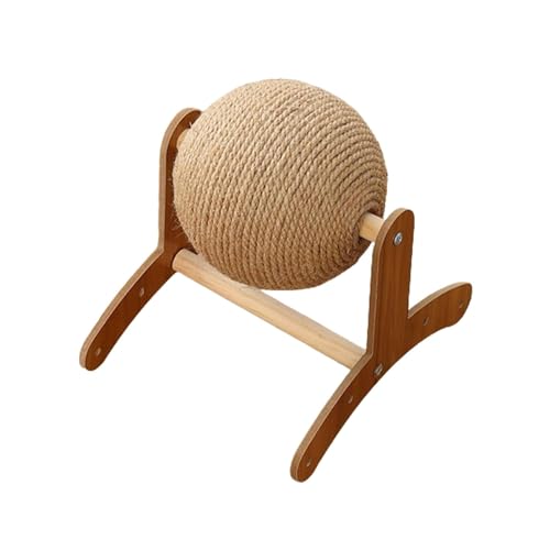 Kratzball für Katzen, aus Sisal, drehbarer Sisal-Kratzball für Katzen mit Holzständer, entspannende Vorräte, multifunktionaler für Katzen, von Fulenyi