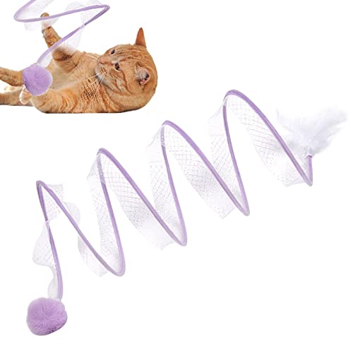 Röhrentunnel für Katzen, gefaltet | Federspielzeug für Katzen in S-Form – faltbares Spielzeug für Haustiere, Katzentunnel, lustige Feder, Röhrenform Fulenyi von Fulenyi
