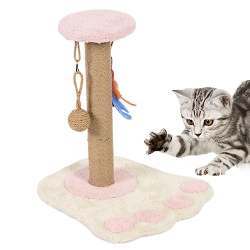 Sisal Kratzbaum für Katzen, Interaktiver Katzenkratzer für Wohnungskatzen, Katzenkratzbaum mit Hängender Spielzeugball von Fulenyi