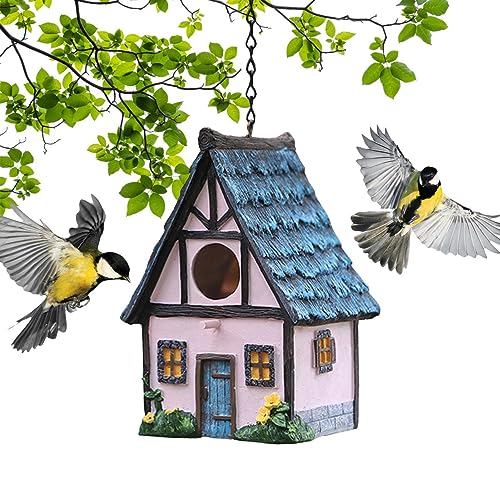 Vogelhaus aus Kunstharz | Outdoor-Vogelhaus,Geschenke für Vogelliebhaber, dekoratives Harz für den Garten i Freien, das Vogelhaus Fulenyi von Fulenyi