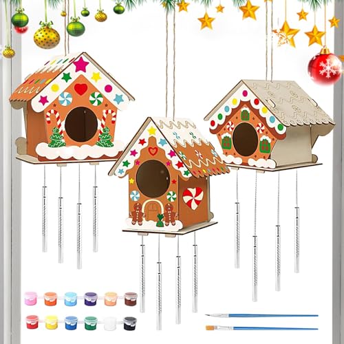 Vogelhaus aus unvollendetem – unvollendete Vogelhäuser für das Handwerk, Windspiel, Christmas Craft House 12 Farben, 2 Pinsel, 2 Schnüre, 3 Holzspäne Love Vogelhaus aus unvollendetem – unvollendete Vogelhäuser für das Handwerk, Windspiel, Christmas Craft House 12 Farben, 2 Pinsel, 2 Schnüre, 3 Holzspäne Love von Fulenyi