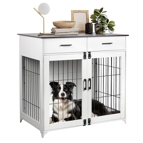 Fulgutonit Hundebox für Zuhause, Mittlere Hundekäfig Möbel mit 2 Schubladen, Schwerlast Hundehütte Indoor Hölzerne Hundekiste, Hundekäfig für Kleine Mittlere Hunde Zuhause, 93x60x90CM Fulgutonit Hundebox für Zuhause, Mittlere Hundekäfig Möbel mit 2 Schubladen, Schwerlast Hundehütte Indoor Hölzerne Hundekiste, Hundekäfig für Kleine Mittlere Hunde Zuhause, 93x60x90CM von Fulgutonit
