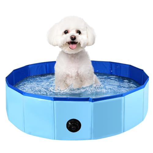 Faltbarer Hundepool, 60 x 20 cm Hundeplanschbecken, PVC Faltbares Haustier Hund Planschbecken, Blau Tragbares Schwimmbad für Haustiere Hund Schwimmbad für Indoor Outdoor von Fulhdedi
