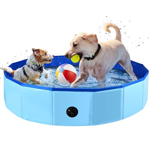 Fulhdedi Klappbarer Hundepool 100x30cm - Tragbare PVC Badewanne für Große Hunde, Blaues Schwimmbecken mit Rutschfestem Boden Fulhdedi Klappbarer Hundepool 100x30cm - Tragbare PVC Badewanne für Große Hunde, Blaues Schwimmbecken mit Rutschfestem Boden von Fulhdedi