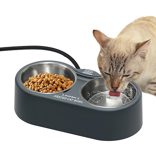 Fuliuna Beheizter Katzennapf, beheizter Futternapf für den Außenbereich, mit doppeltem Edelstahlnapf, 1,2 l, beheizter Wasser-Futternapf für Katze, Haustier, thermischer Futternapf bietet Trinkwasser Fuliuna Beheizter Katzennapf, beheizter Futternapf für den Außenbereich, mit doppeltem Edelstahlnapf, 1,2 l, beheizter Wasser-Futternapf für Katze, Haustier, thermischer Futternapf bietet Trinkwasser von Fuliuna