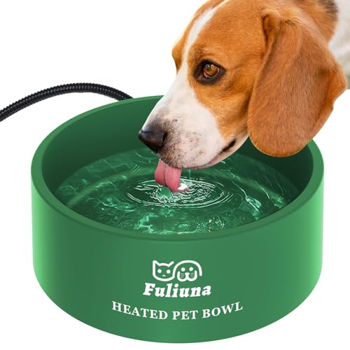 Fuliuna Großer beheizter Wassernapf, für den Außenbereich, beheizter Hundenapf mit kaufestem Netzkabel, Thermonapf bietet Trinkwasser im Winter, beheizter Futternapf für Hund, Katze, Kaninchen, Huhn, von Fuliuna