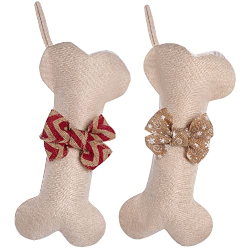 2 Stück Haustier-Hunde-Weihnachtsstrümpfe, Jute, große Größe, Schneeflocke und Streifen, Hundeknochenform, hängende Strümpfe für Weihnachten, Neujahr, Urlaub, Party-Dekorationen 2 Stück Haustier-Hunde-Weihnachtsstrümpfe, Jute, große Größe, Schneeflocke und Streifen, Hundeknochenform, hängende Strümpfe für Weihnachten, Neujahr, Urlaub, Party-Dekorationen von Fumwase