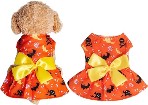 Halloween-Hundekostüm, Haustierkleid, Welpen-Outfits, bedruckt mit Skelett, Fledermaus, Geist, Schleife, Katze, Weste, Kleidung für Urlaub, Halloween-Kostüm, Cosplay, Karneval, Fotografie (Orange, Halloween-Hundekostüm, Haustierkleid, Welpen-Outfits, bedruckt mit Skelett, Fledermaus, Geist, Schleife, Katze, Weste, Kleidung für Urlaub, Halloween-Kostüm, Cosplay, Karneval, Fotografie (Orange, von Fumwase