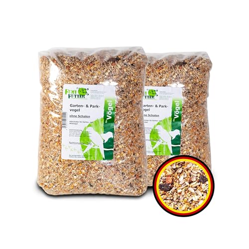 FumyFutter Garten- & Parkvogel, Premium - Vogelfutter Wildvögel ganzjährig ohne Schalen mit Erdnüssen, Sonnenblumenkernen und Rosinen - Ganzjahresfutter schalenlos - 10kg, 2X 5kg Beutel von FumyFutter