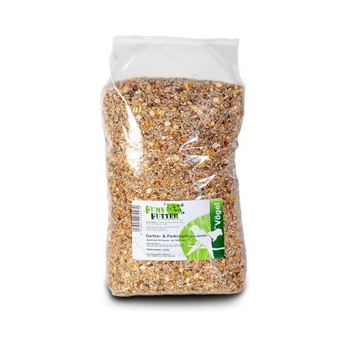 FumyFutter Garten- & Parkvogel, Premium - Vogelfutter Wildvögel ganzjährig ohne Schalen mit Erdnüssen, Sonnenblumenkernen und Rosinen - Ganzjahresfutter schalenlos - 2,5kg, 1x Beutel von FumyFutter