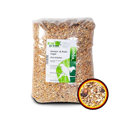 FumyFutter Garten- & Parkvogel, Premium - Vogelfutter Wildvögel ganzjährig ohne Schalen mit Erdnüssen, Sonnenblumenkernen und Rosinen - Ganzjahresfutter schalenlos - 5kg, 1x Beutel von FumyFutter