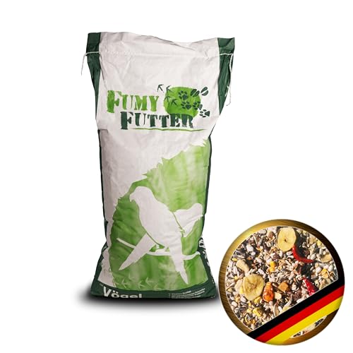 FumyFutter Papagei Frucht Mix, Exklusives Alleinfutter, Premium-Papageienfutter für Aras, Graupapageien und Amazonen, mit Früchten, Nüssen und Chilis verfeinert, 12,5kg, 1x Sack von FumyFutter
