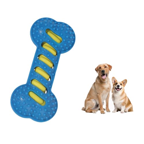 TPR Zahnknirschknochen für Hundespielzeug, bissfestes interaktives Training, langlebiges Spielzeug für Welpen, Kauknochen für Hunde, (Blau) von Fumzen