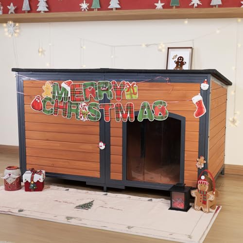 Große Hundehütte für den Außenbereich, 150 cm, aus Holz, kaufest, starker Eisenrahmen, Fenster für kleine, mittelgroße und große Hunde Große Hundehütte für den Außenbereich, 150 cm, aus Holz, kaufest, starker Eisenrahmen, Fenster für kleine, mittelgroße und große Hunde von FunXplore