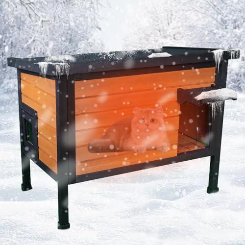 Luyitton Outdoor Isoliertes Katzenhaus Feral Katzengehege Katzenhaus Wetterfest für den Winter mit umlaufender Schaumstoff-Fluchttür von FunXplore