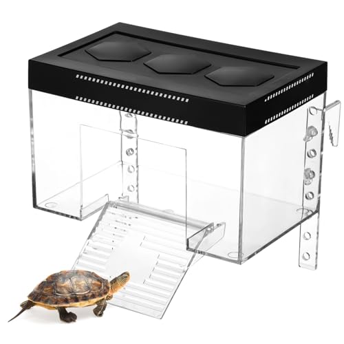 Funabridge Erhöhter, transparenter Schildkröten-Lebensraum mit Rampe, sicherem Deckel, verstellbarer Höhe und Loch für Sonnenlampen Funabridge Erhöhter, transparenter Schildkröten-Lebensraum mit Rampe, sicherem Deckel, verstellbarer Höhe und Loch für Sonnenlampen von Funabridge