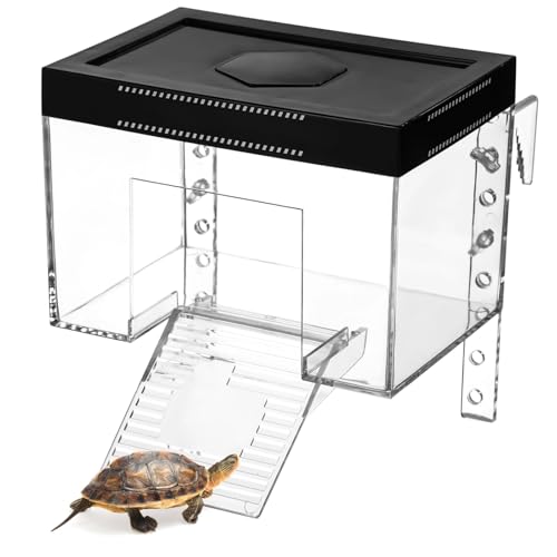 Funabridge Transparenter Schildkröten-Lebensraum, erhöhte Plattform mit Rampe, höhenverstellbar, ausbruchsicherer Deckel & Sonnenlampenloch für kleine Schildkröten Funabridge Transparenter Schildkröten-Lebensraum, erhöhte Plattform mit Rampe, höhenverstellbar, ausbruchsicherer Deckel & Sonnenlampenloch für kleine Schildkröten von Funabridge