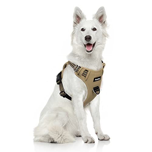 Funfox Hundegeschirr Grosse Hunde No Pull Geschirr Einstellbar Anti Zug Sicherheitsgeschirr Mittlere Große Hunde Brustgeschirr Hund Groß Atmungsaktiv Dog Harness XL Braun von Funfox