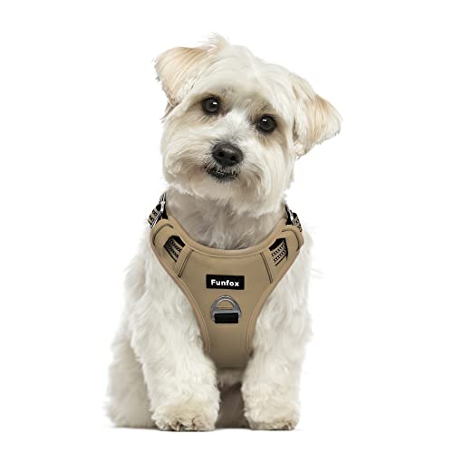 Funfox Hundegeschirr Kleine Hunde No Pull Welpengeschirr Einstellbar Hundegeschirr Anti Zug Sicherheitsgeschirr Kleine Mittlere Hunde Brustgeschirr Hund Atmungsaktiv Dog Harness S Braun von Funfox