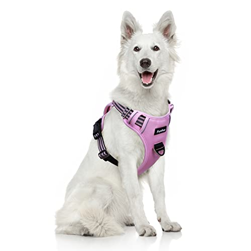Funfox Hundegeschirr Grosse Hunde [XL] - Verstellbares Anti-Zug Brustgeschirr mit Griff & Reflektorstreifen, Atmungsaktives No Pull Hundegeschirr für Grosse/Mittelgroße Hunde Outdoor Rosa von Funfox