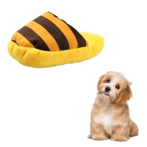 FuninCrea Hund Plüsch Spielzeug, Niedlich Plüsch Hausschuhe Spielzeug Interaktive Hundespielzeug für Mittelgroße Hunde und Welpen Kuscheltier Kauspielzeug für Verringerung der Langeweile (Gelb) von FuninCrea