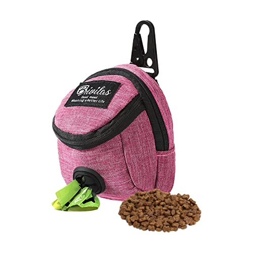 FuninCrea Leckerli Tasche Hunde, Futterbeutel Hundetraining mit Integriertem Kotbeutel-Spender Leckerli Tasche Hunde zum Umhängen für Reisen Outdoor-Training (Rot) von FuninCrea